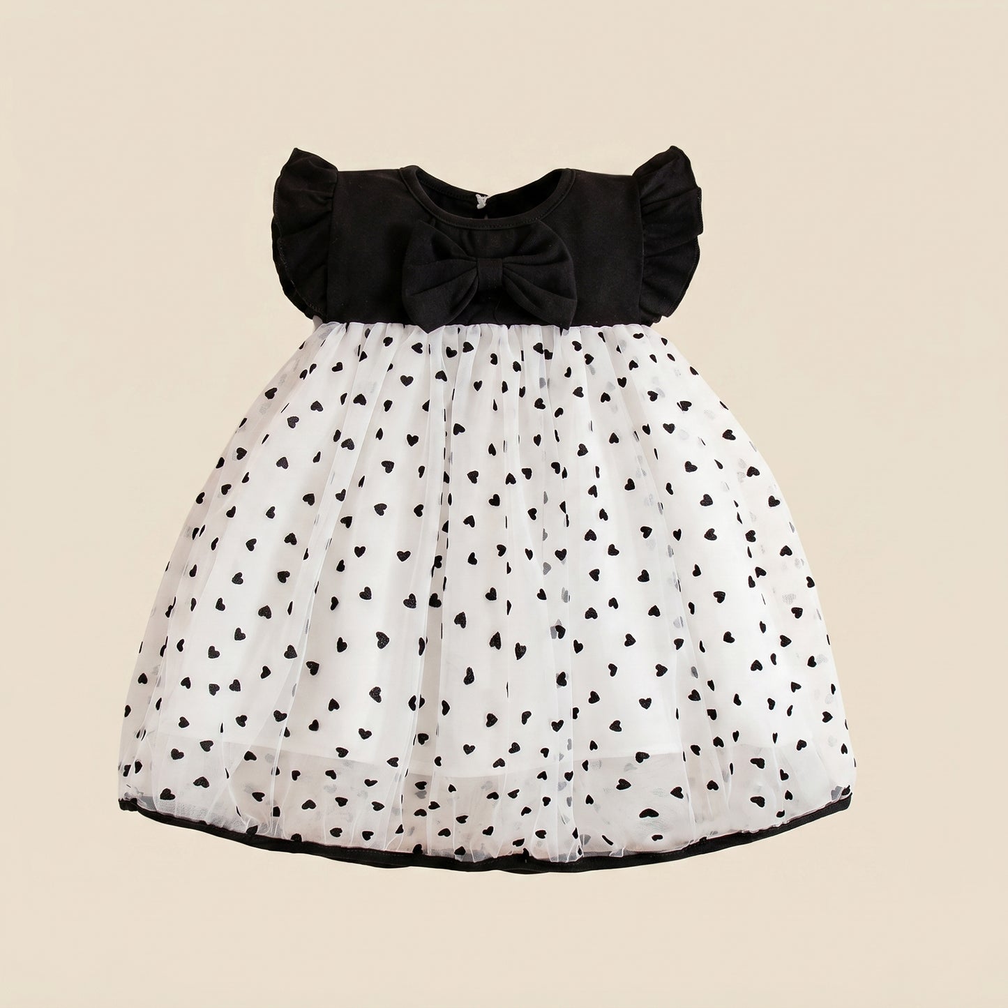 Summer Baby Girl Korean Style Princess Dress - Little Love Bow Flying Sleeves Sunsuit - Birthday Party Gown 0-3Y