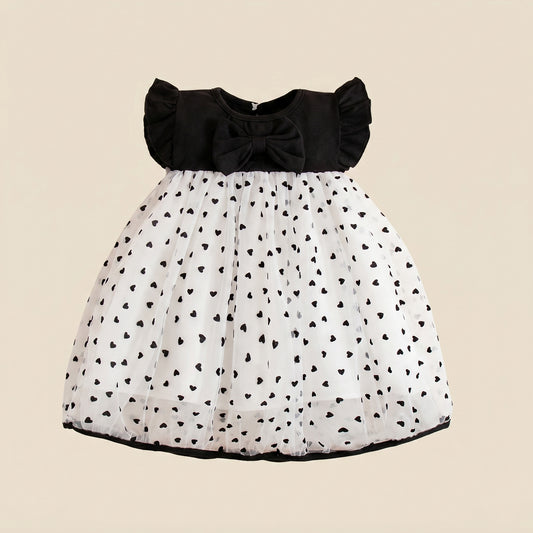 Summer Baby Girl Korean Style Princess Dress - Little Love Bow Flying Sleeves Sunsuit - Birthday Party Gown 0-3Y