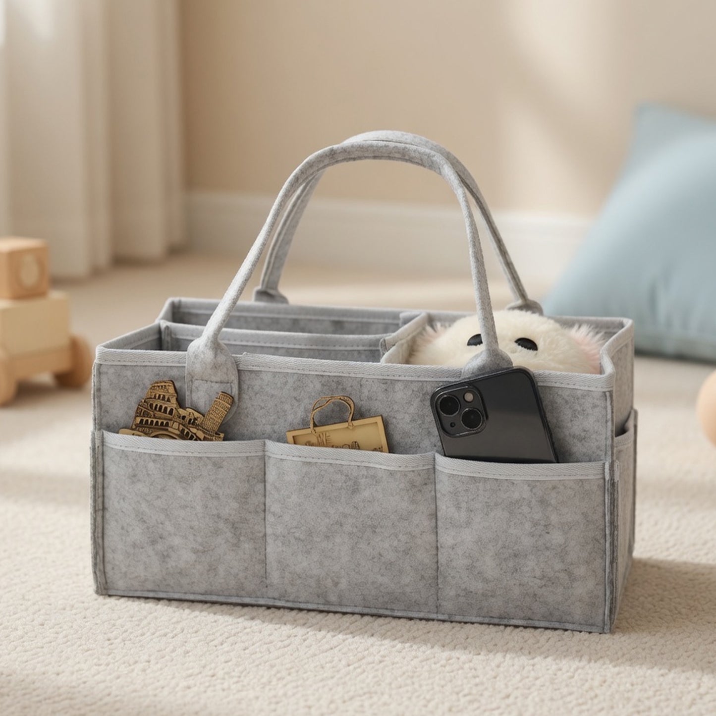 Portable Stroller Hanging Bag - Foldable Diaper Organizer - Thicken Mommy Tote Storage Basket for Baby Gear