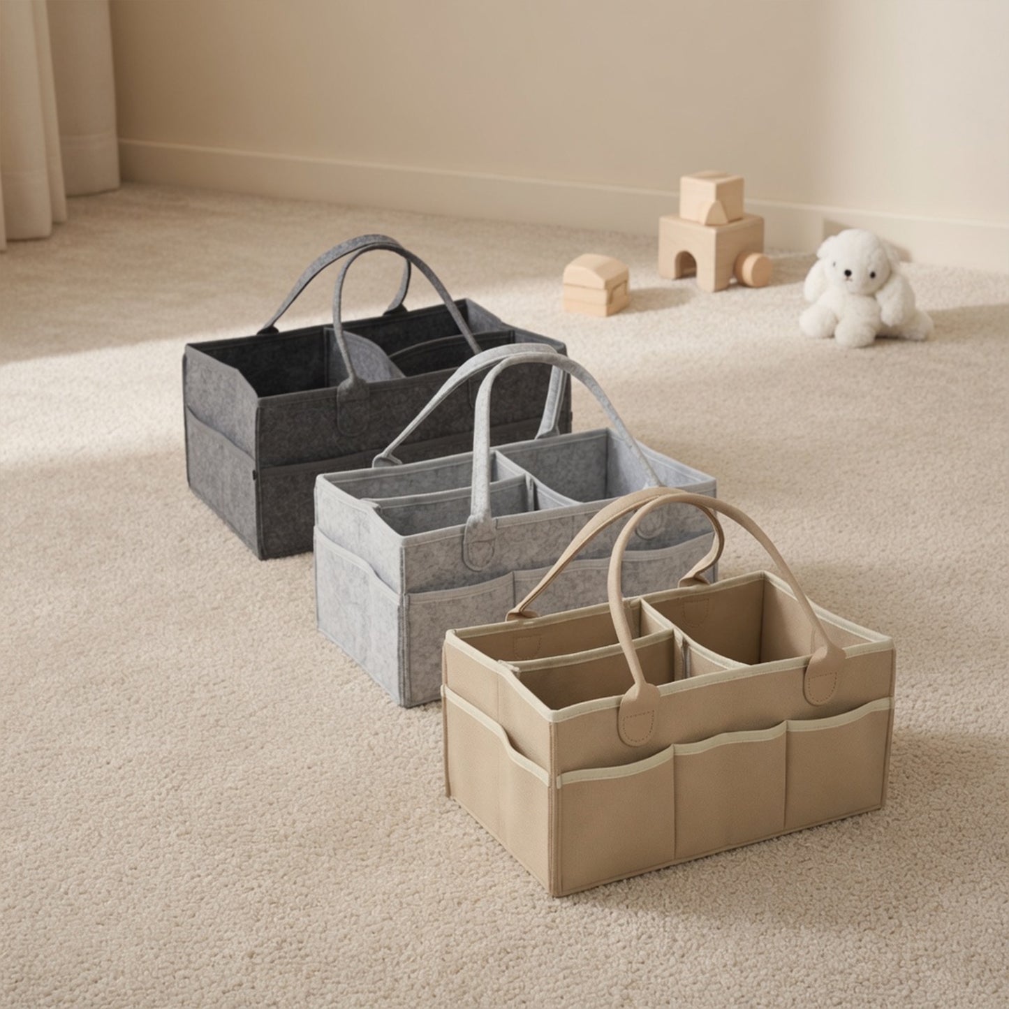 Portable Stroller Hanging Bag - Foldable Diaper Organizer - Thicken Mommy Tote Storage Basket for Baby Gear