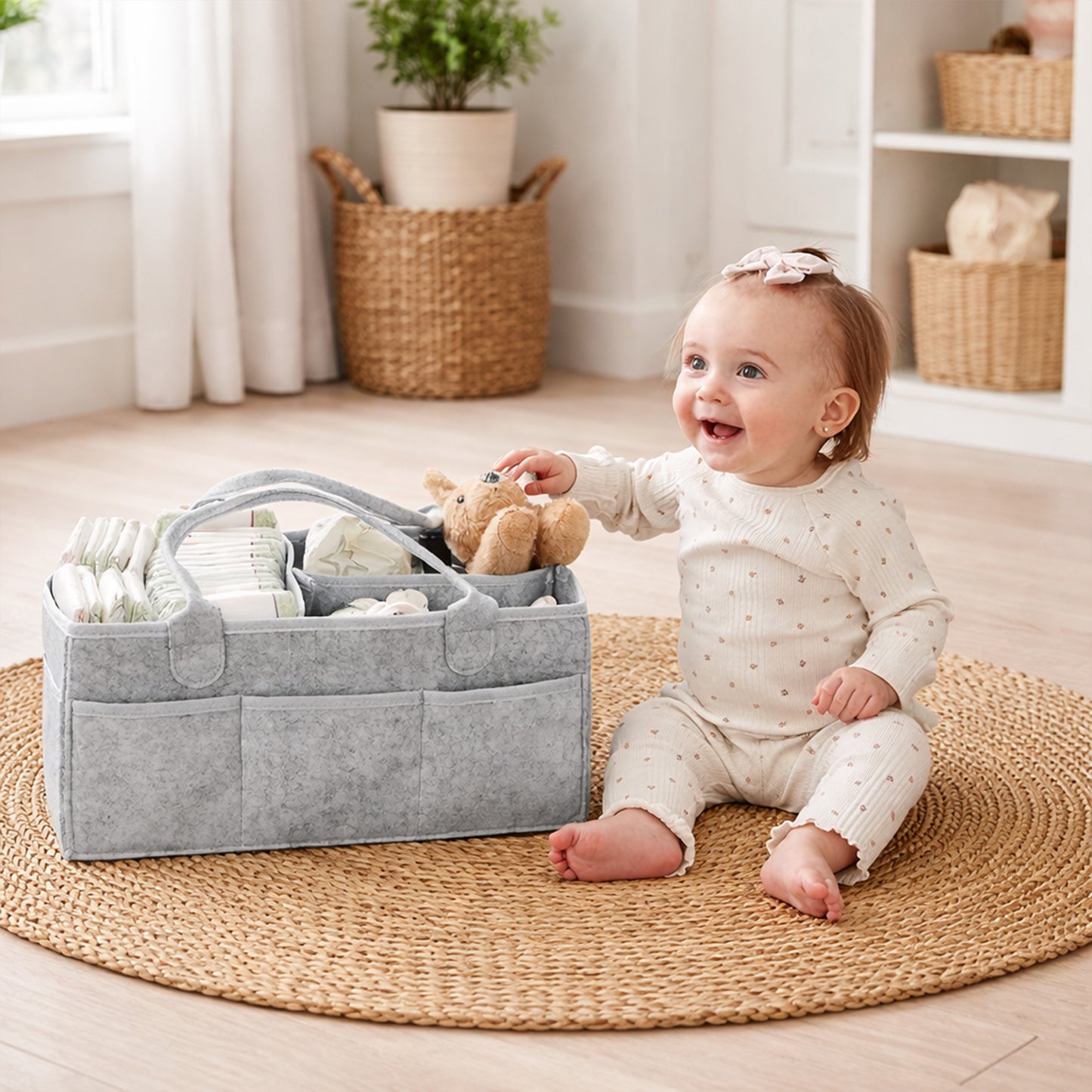 Portable Stroller Hanging Bag - Foldable Diaper Organizer - Thicken Mommy Tote Storage Basket for Baby Gear