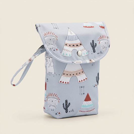 Travel Diaper Storage Pouch - Waterproof Wet Dry Organizer - Compact Nappy Tote & Stroller Carry Bag