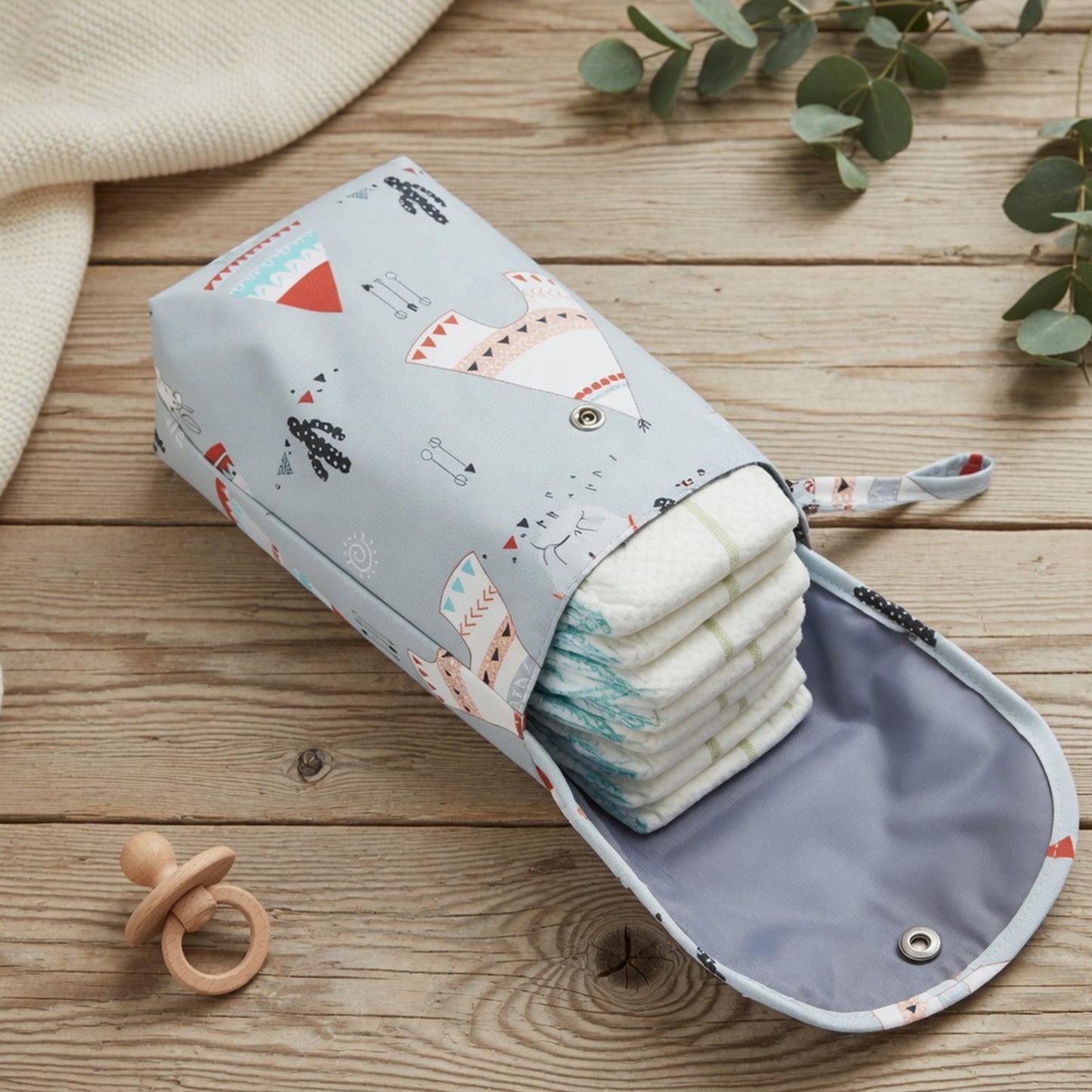 Travel Diaper Storage Pouch - Waterproof Wet Dry Organizer - Compact Nappy Tote & Stroller Carry Bag