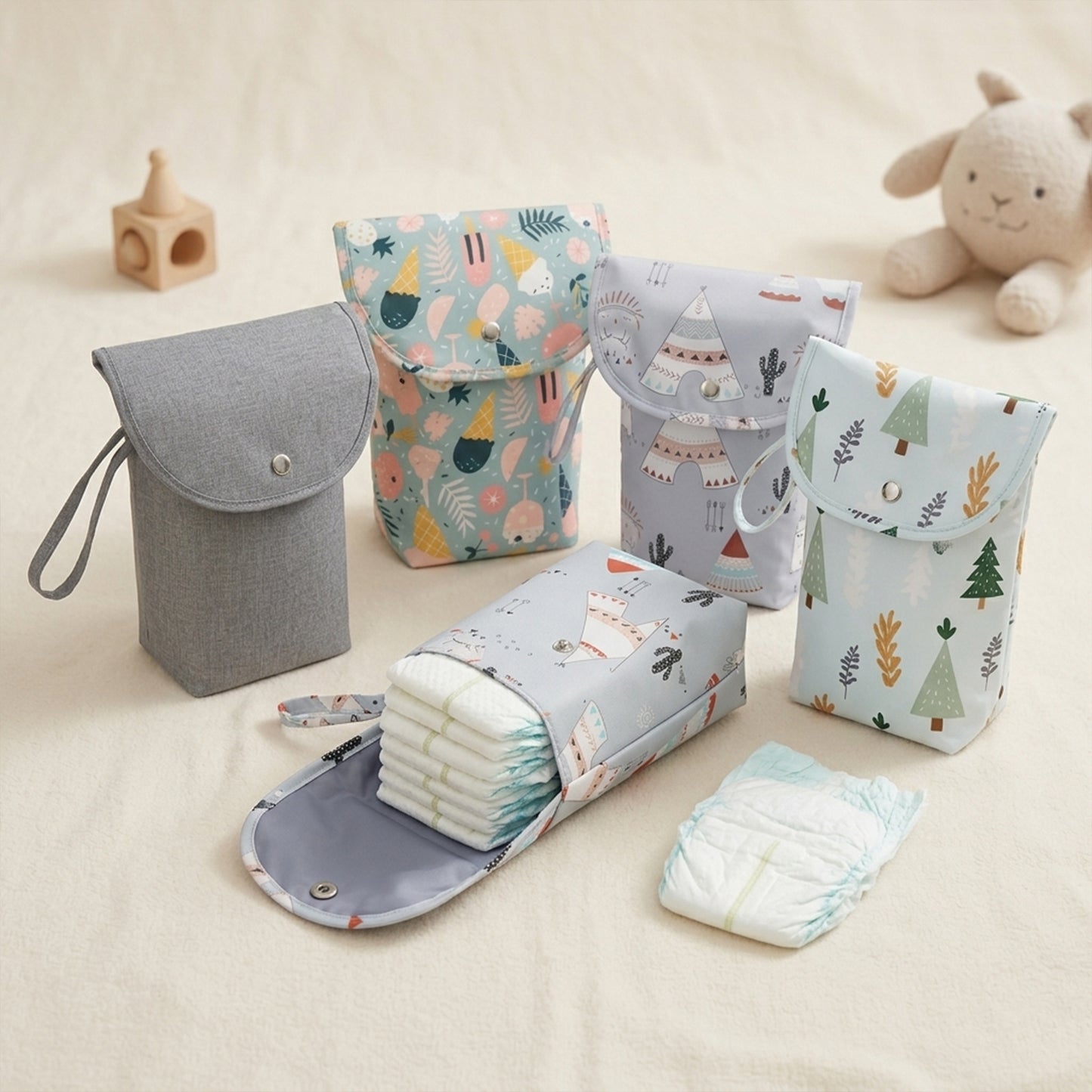 Travel Diaper Storage Pouch - Waterproof Wet Dry Organizer - Compact Nappy Tote & Stroller Carry Bag