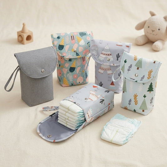 Travel Diaper Storage Pouch - Waterproof Wet Dry Organizer - Compact Nappy Tote & Stroller Carry Bag