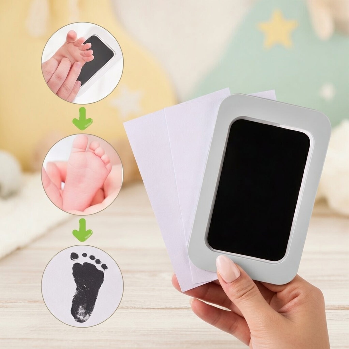 Clean-Touch Baby Hand and Footprint Kit - Safe Mess-Free Inkless Stamp Pad - Memorable DIY Newborn Souvenir & Baby Shower Gift