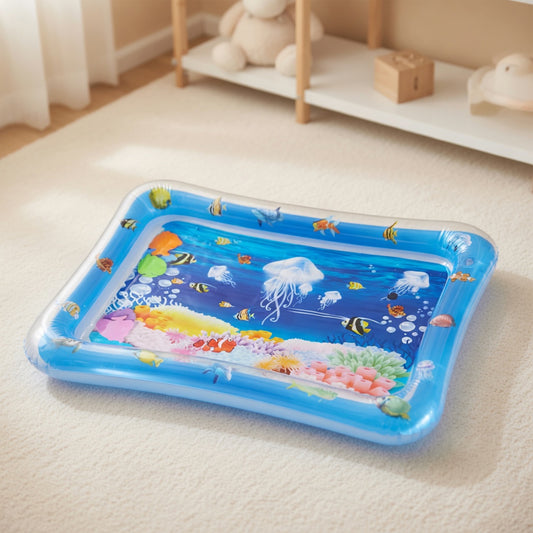 Jellyfish Inflatable Baby Water Mat - Soft Tummy Time Pad for Toddlers - Educational Activity Toy & Gift for Kids