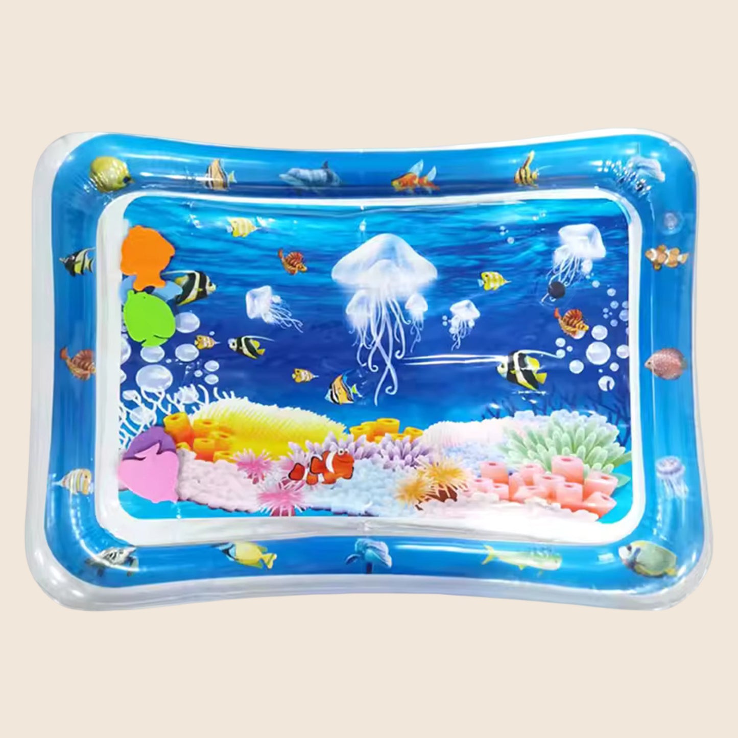 Jellyfish Inflatable Baby Water Mat - Soft Tummy Time Pad for Toddlers - Educational Activity Toy & Gift for Kids