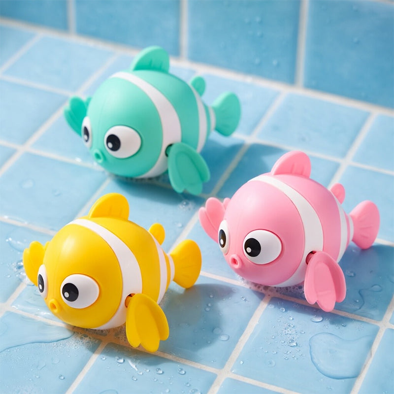 Cute Swimming Clown Fish Bath Toy - Wind-Up Floating Bathtub Toy - Fun Water Play for Babies