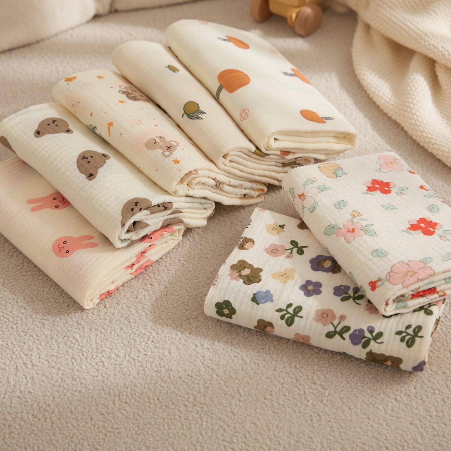 Breathable Muslin Receiving Blanket - Soft Pure Cotton Swaddle - Versatile Infant Bedding & Bath Towel Set