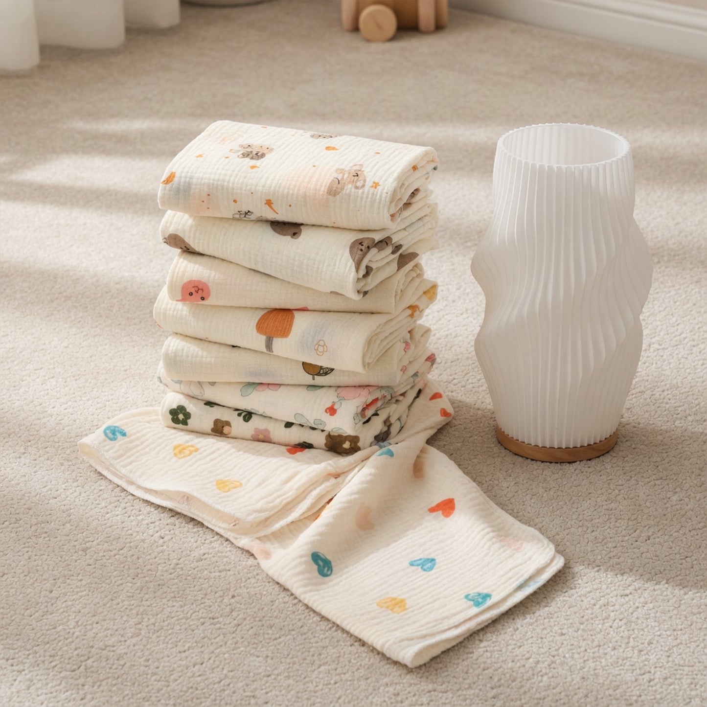 Breathable Muslin Receiving Blanket - Soft Pure Cotton Swaddle - Versatile Infant Bedding & Bath Towel Set