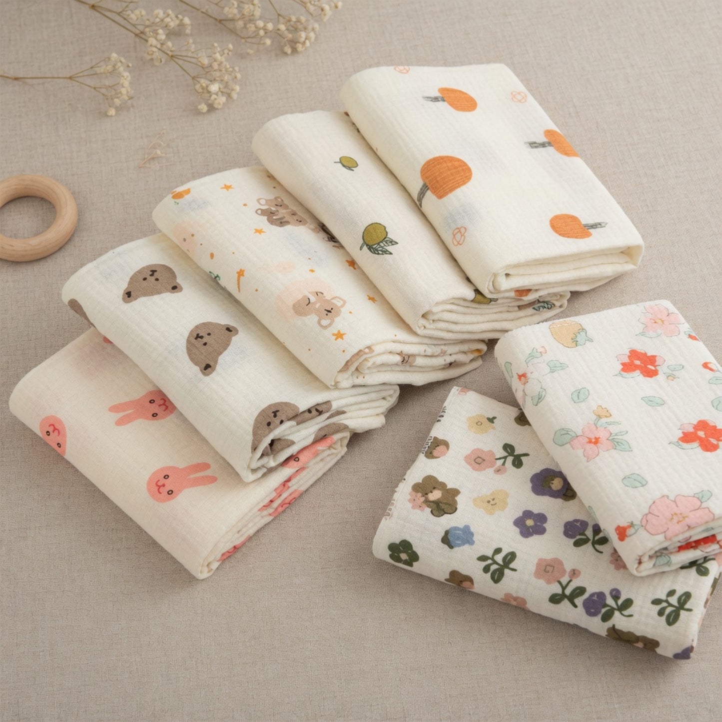 Breathable Muslin Receiving Blanket - Soft Pure Cotton Swaddle - Versatile Infant Bedding & Bath Towel Set