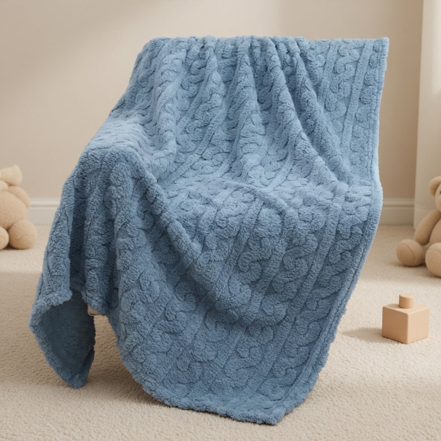 Striped Coral Fleece Baby Blanket - All-Season Flannel Nap Quilt - Breathable Bedding for Infants & Toddlers