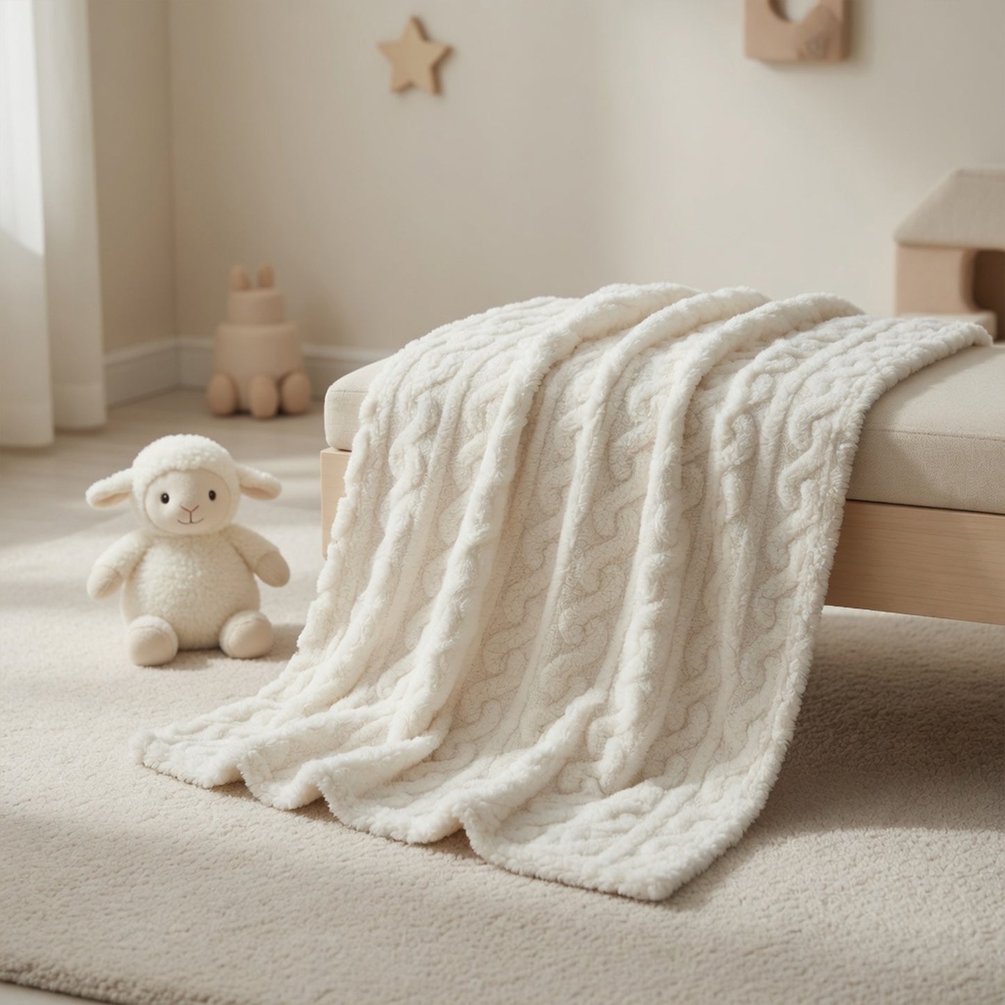 Striped Coral Fleece Baby Blanket - All-Season Flannel Nap Quilt - Breathable Bedding for Infants & Toddlers