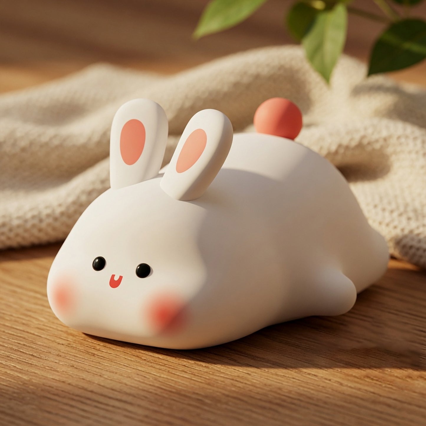 Silicone Rabbit Night Light - Soft Touch Control - LED USB Rechargeable Bedside Lamp - Safe Nursery Toy & Gift for Kids