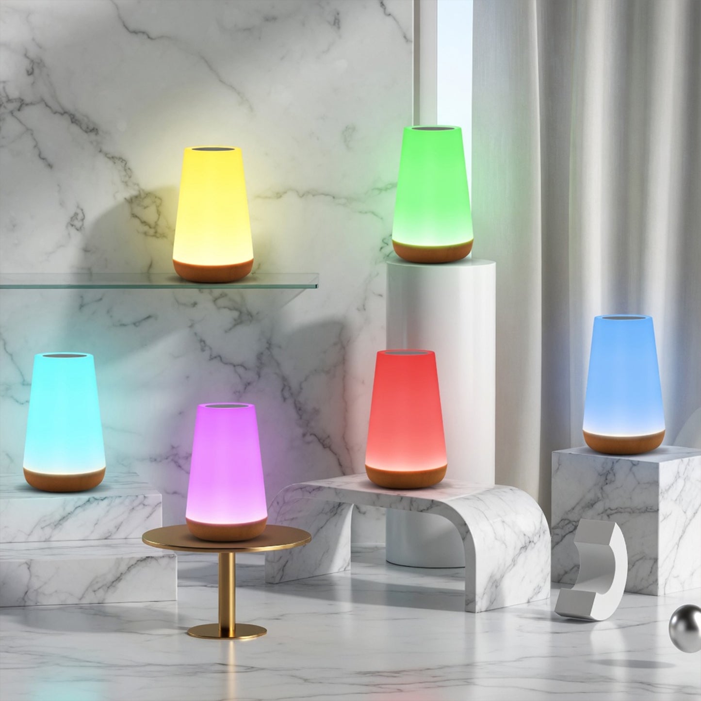 Baby Nursery Night Light - 13 RGB Color Changing Lamp - Touch & Remote Control - Portable USB Rechargeable Dimmable Bedside Lamp