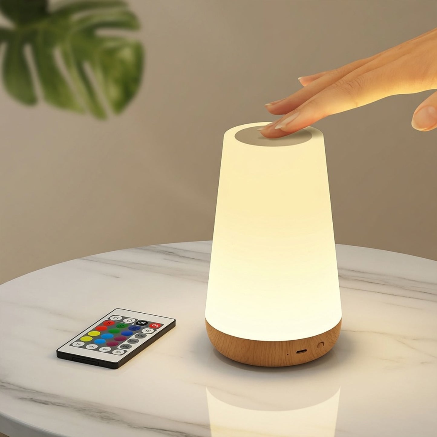 Baby Nursery Night Light - 13 RGB Color Changing Lamp - Touch & Remote Control - Portable USB Rechargeable Dimmable Bedside Lamp