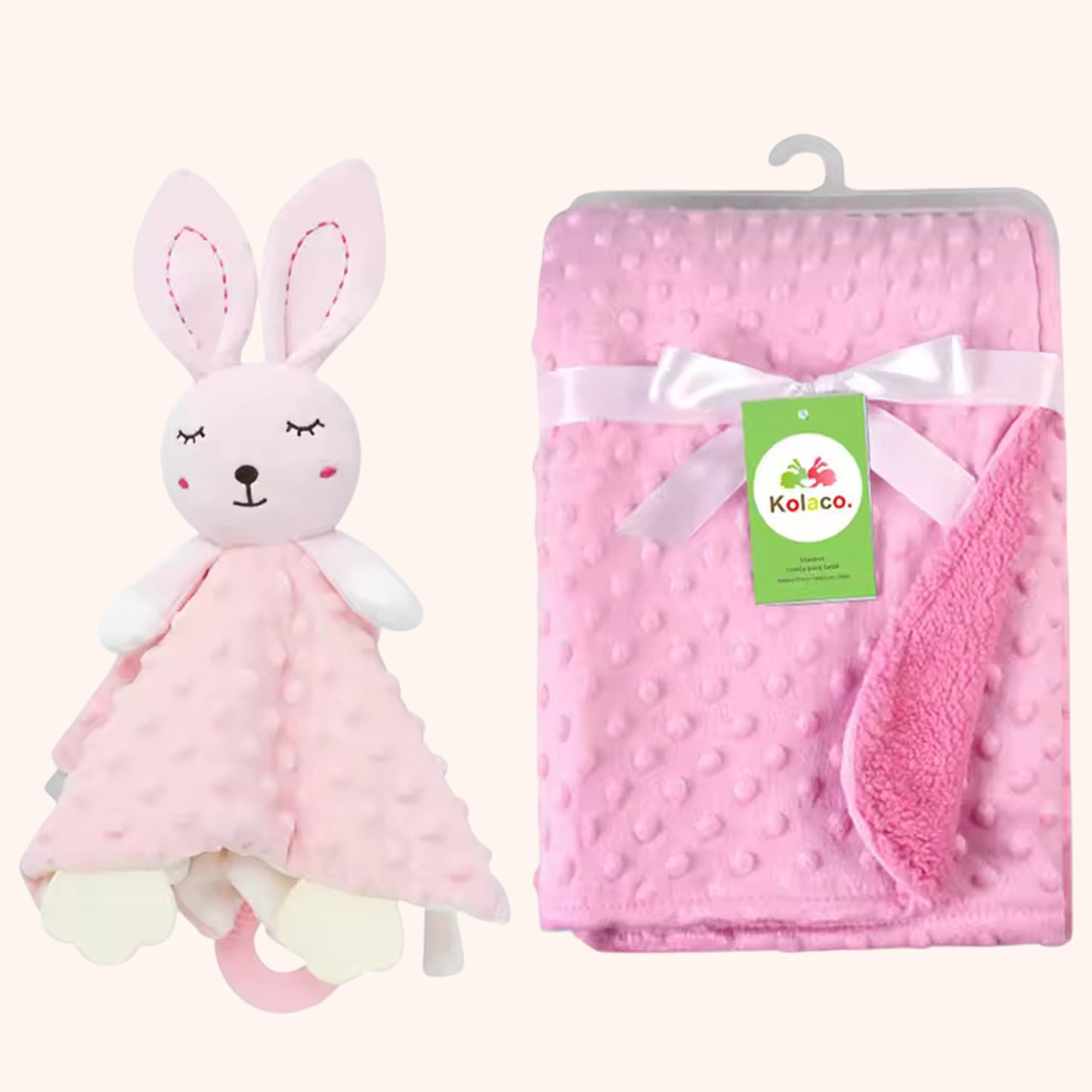 Personalized Baby Blanket & Animal Security Doll Set - Custom Name Stroller Cover - Soft Newborn Gift Set for Baby Showers