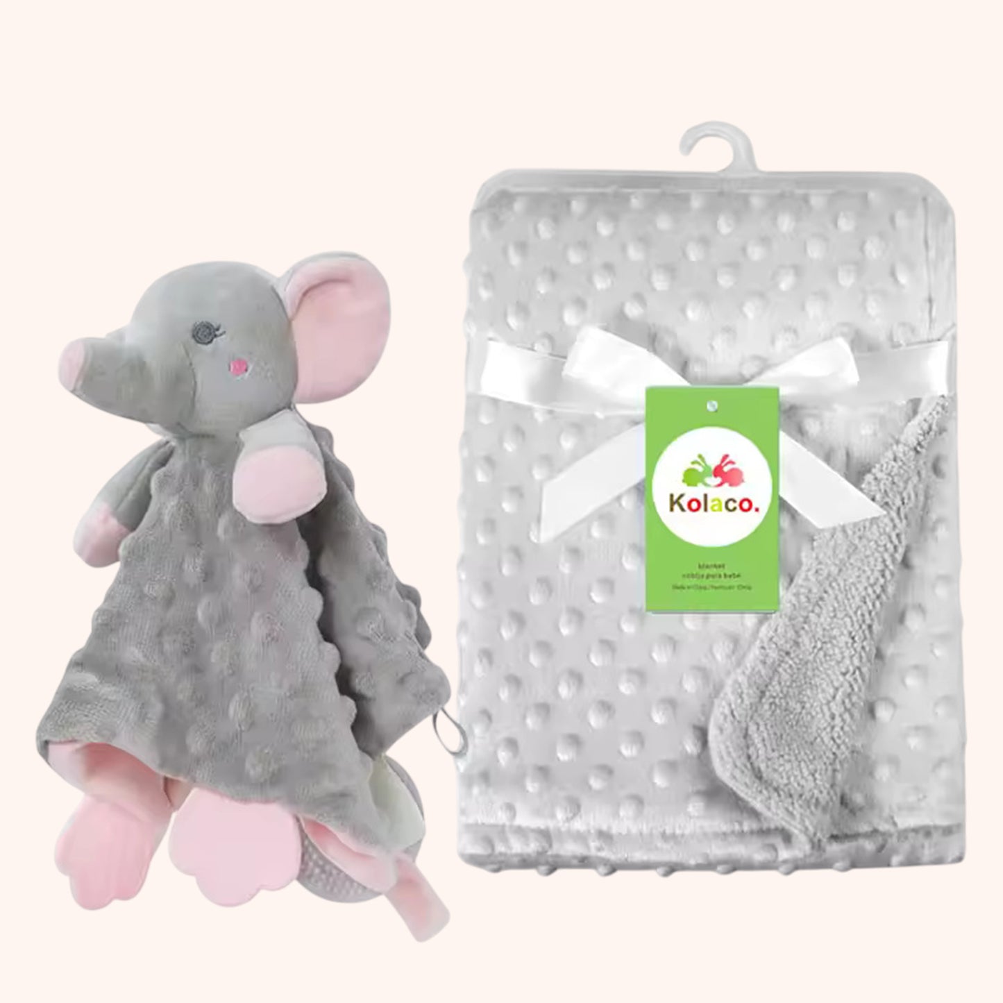 Personalized Baby Blanket & Animal Security Doll Set - Custom Name Stroller Cover - Soft Newborn Gift Set for Baby Showers