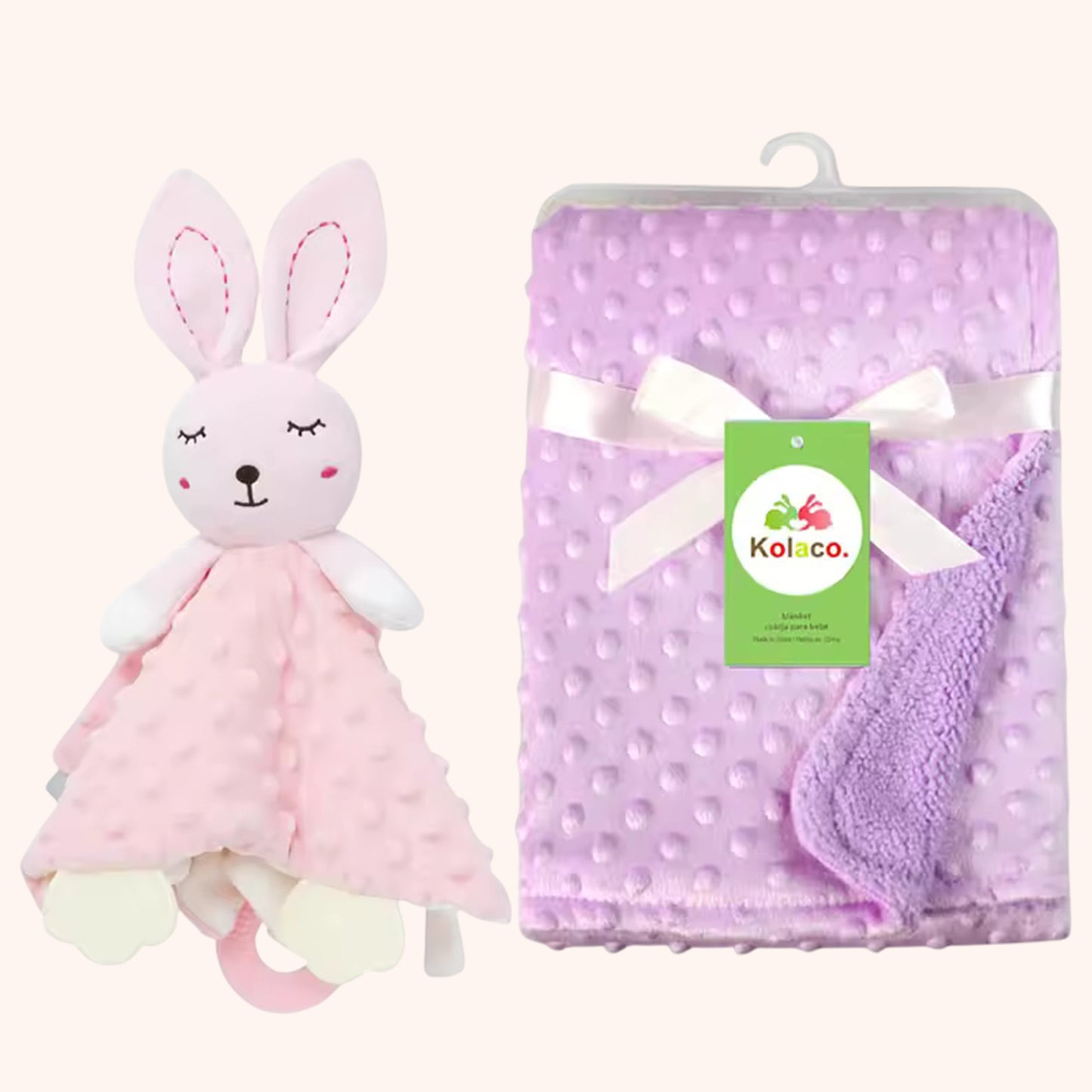 Personalized Baby Blanket & Animal Security Doll Set - Custom Name Stroller Cover - Soft Newborn Gift Set for Baby Showers