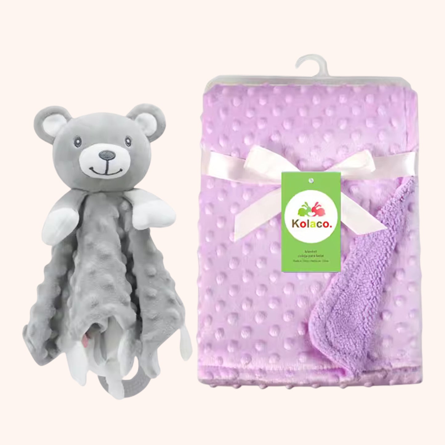 Personalized Baby Blanket & Animal Security Doll Set - Custom Name Stroller Cover - Soft Newborn Gift Set for Baby Showers