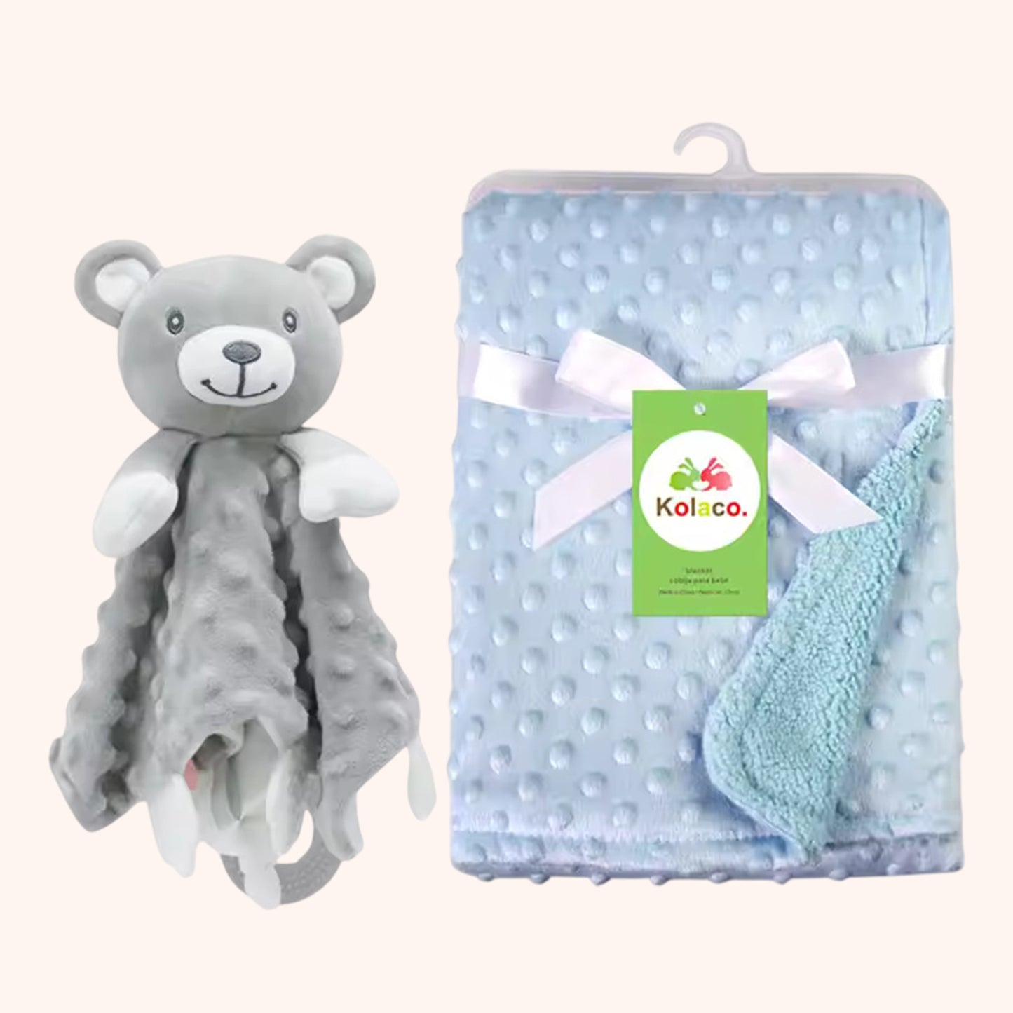 Personalized Baby Blanket & Animal Security Doll Set - Custom Name Stroller Cover - Soft Newborn Gift Set for Baby Showers