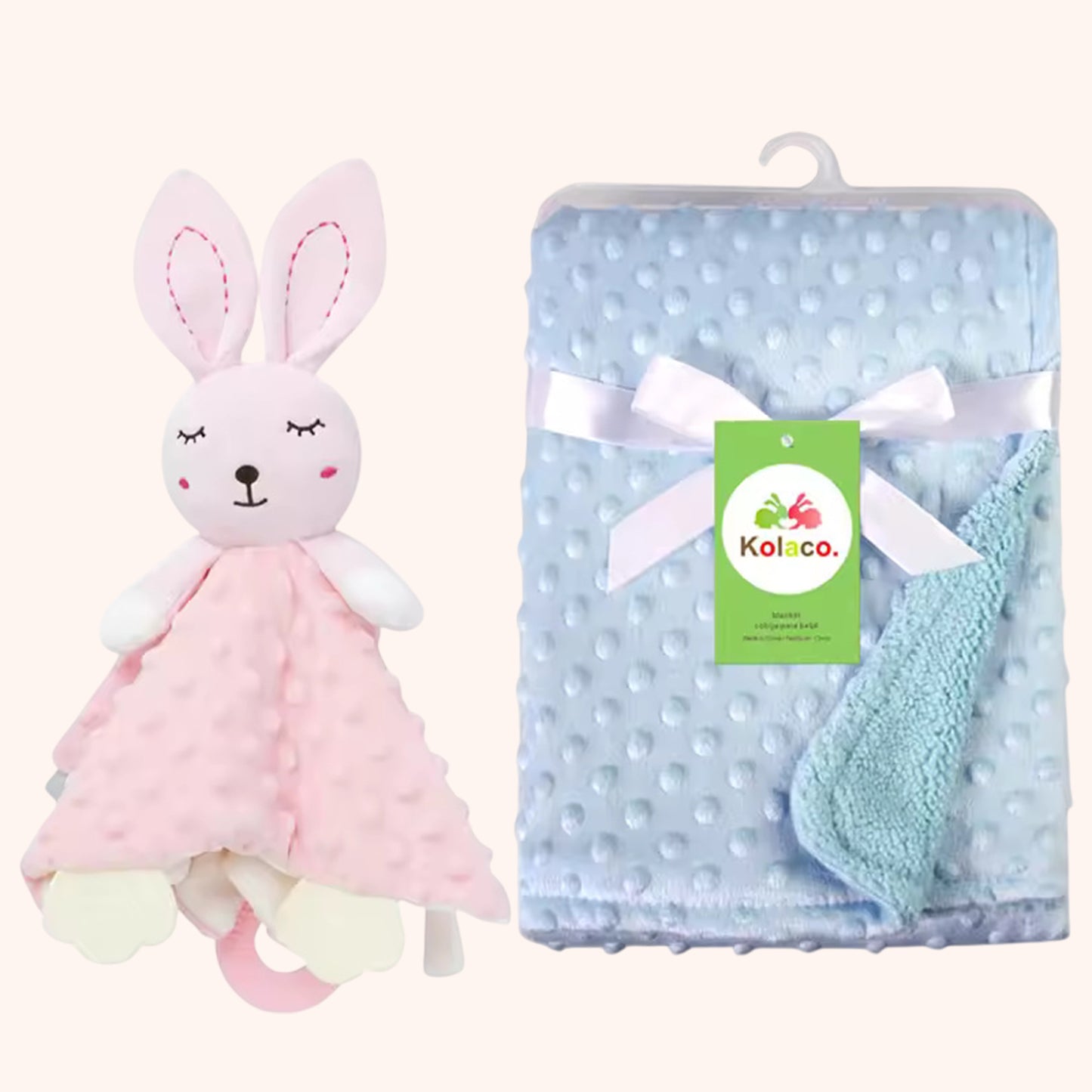 Personalized Baby Blanket & Animal Security Doll Set - Custom Name Stroller Cover - Soft Newborn Gift Set for Baby Showers