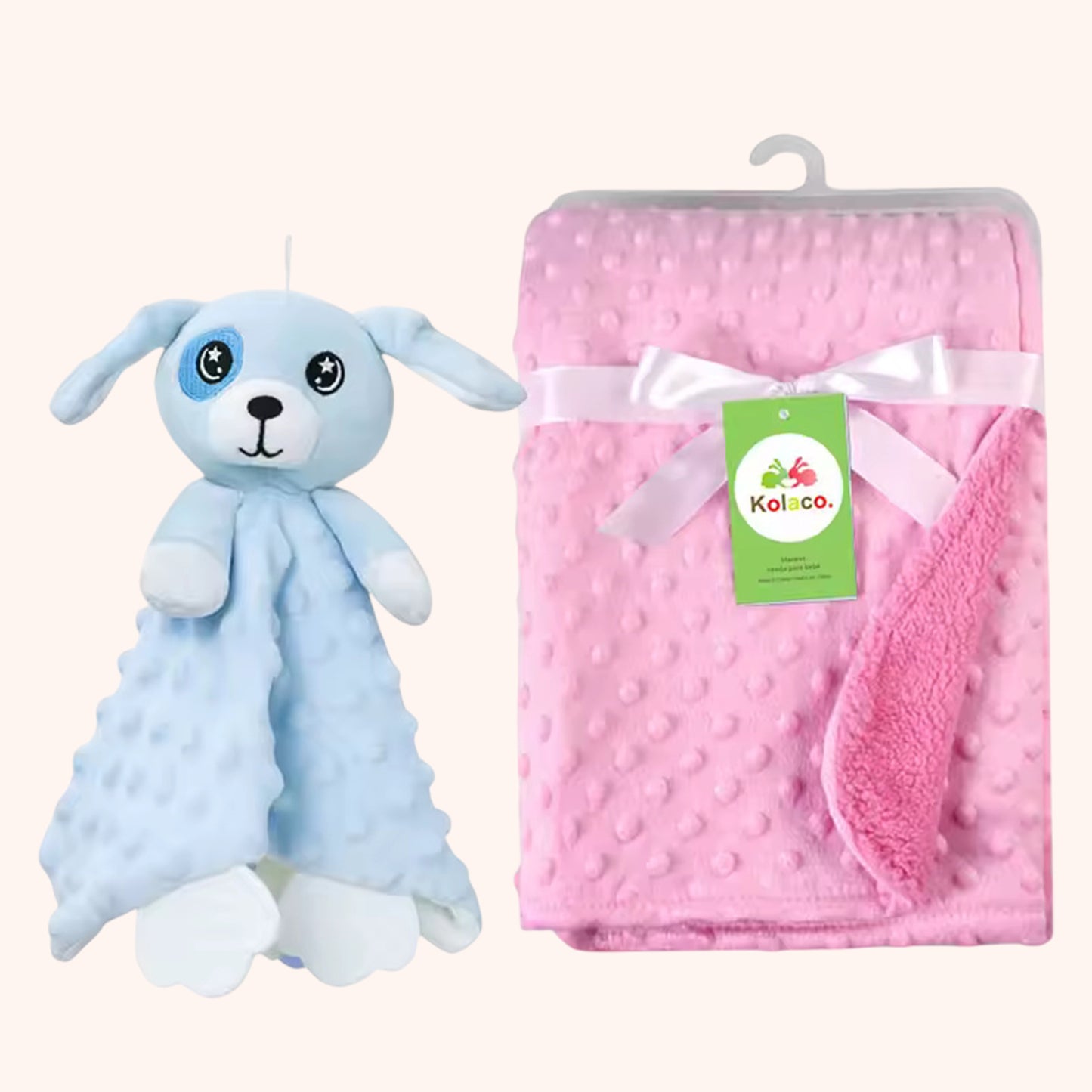 Personalized Baby Blanket & Animal Security Doll Set - Custom Name Stroller Cover - Soft Newborn Gift Set for Baby Showers