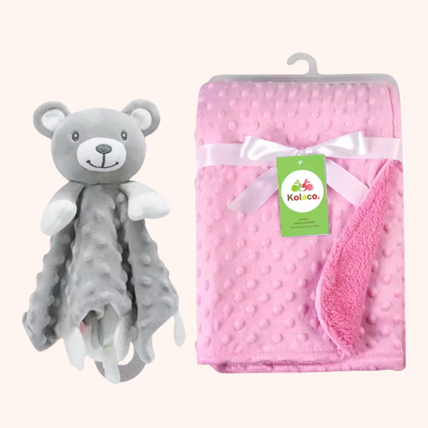 Personalized Baby Blanket & Animal Security Doll Set - Custom Name Stroller Cover - Soft Newborn Gift Set for Baby Showers