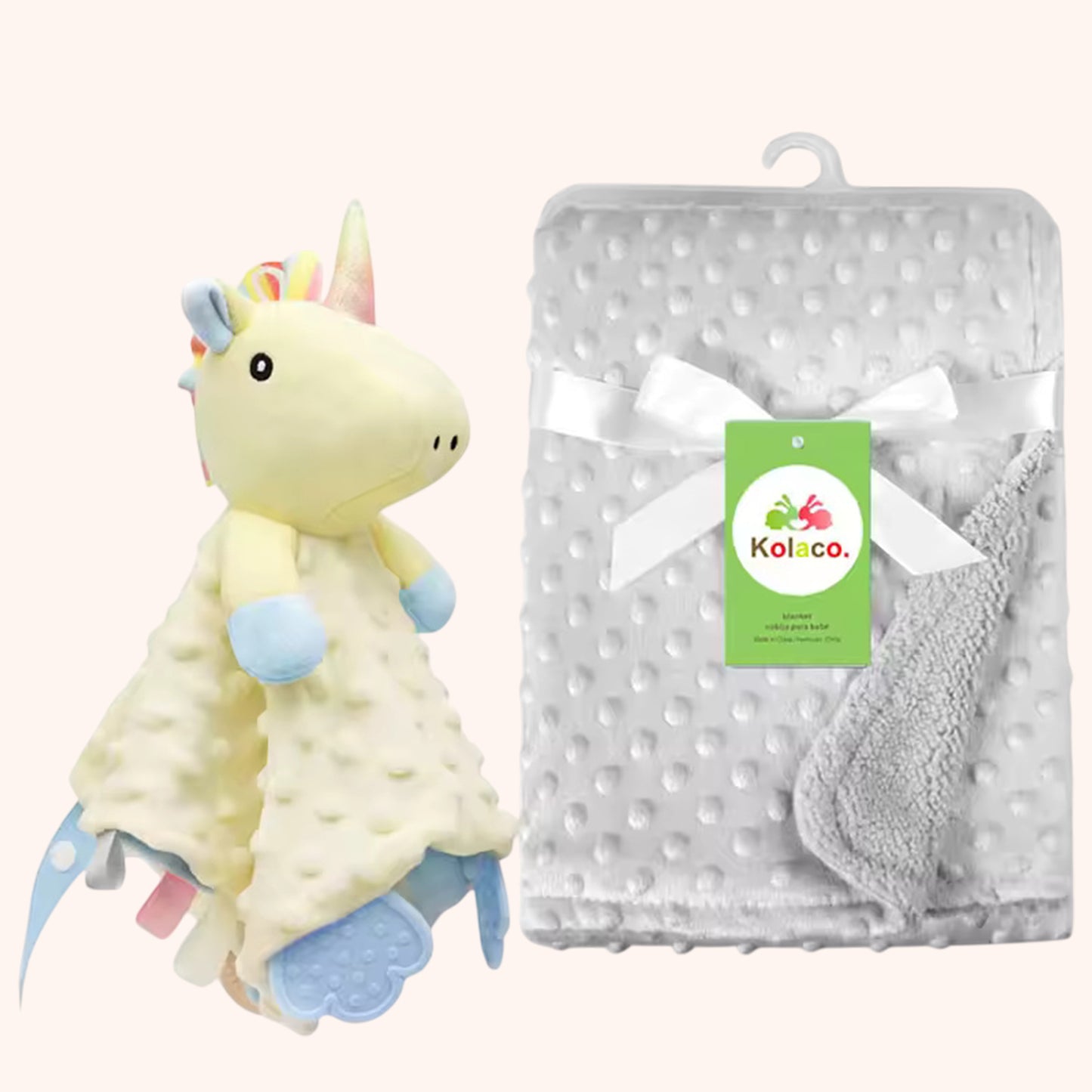 Personalized Baby Blanket & Animal Security Doll Set - Custom Name Stroller Cover - Soft Newborn Gift Set for Baby Showers