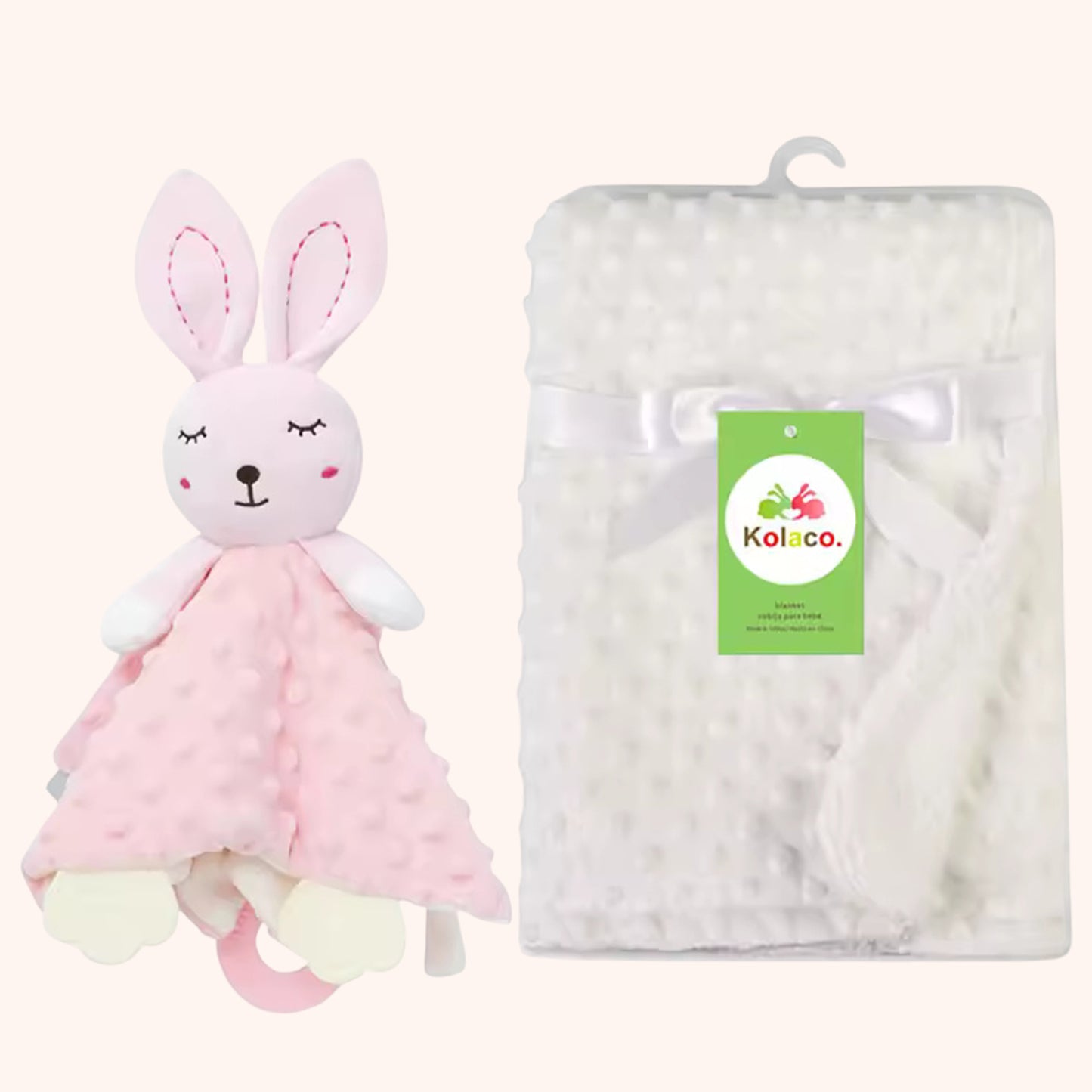 Personalized Baby Blanket & Animal Security Doll Set - Custom Name Stroller Cover - Soft Newborn Gift Set for Baby Showers