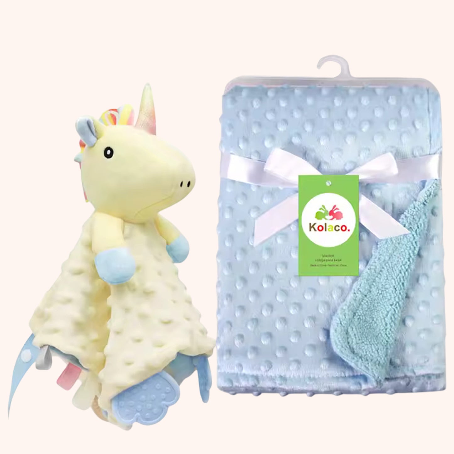 Personalized Baby Blanket & Animal Security Doll Set - Custom Name Stroller Cover - Soft Newborn Gift Set for Baby Showers