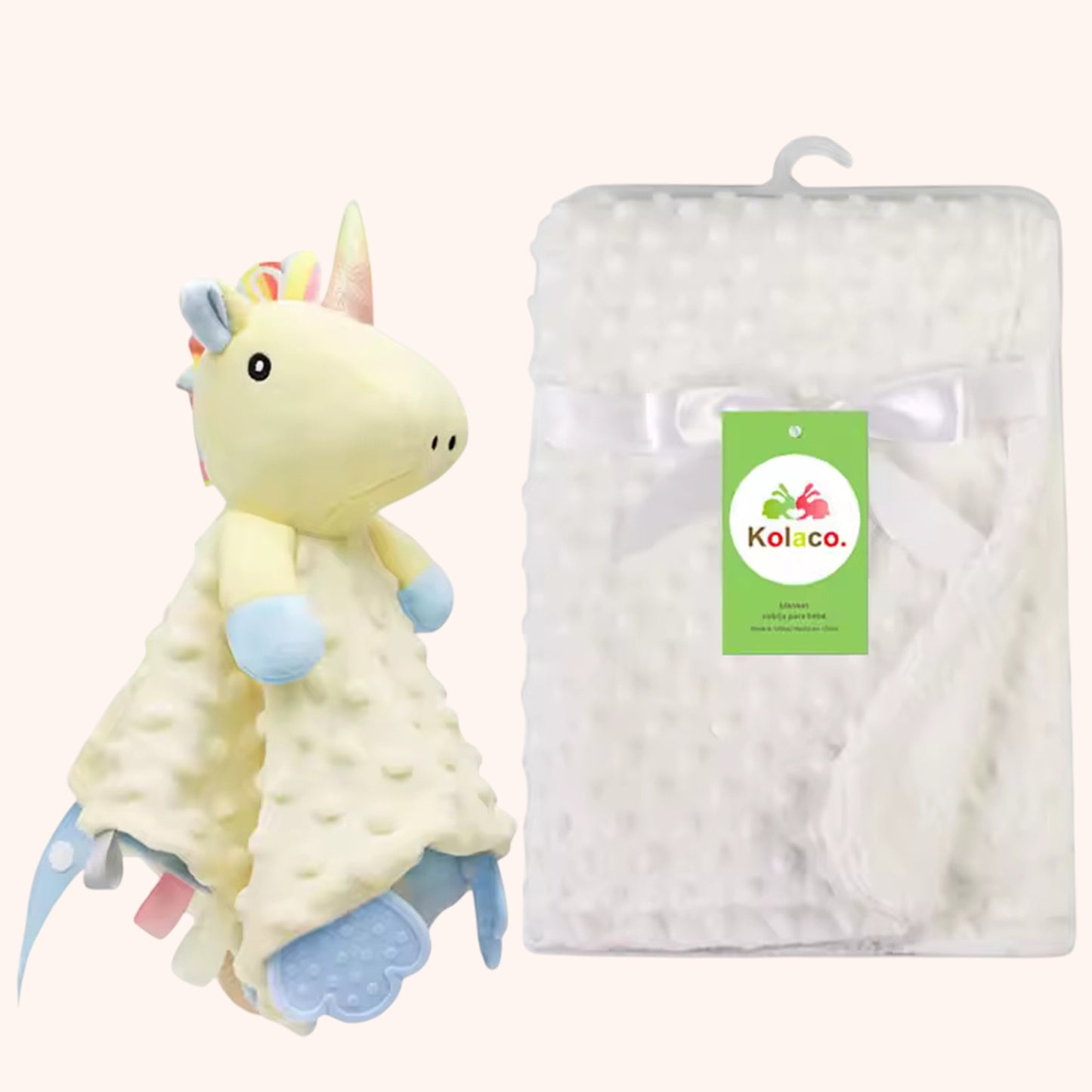 Personalized Baby Blanket & Animal Security Doll Set - Custom Name Stroller Cover - Soft Newborn Gift Set for Baby Showers