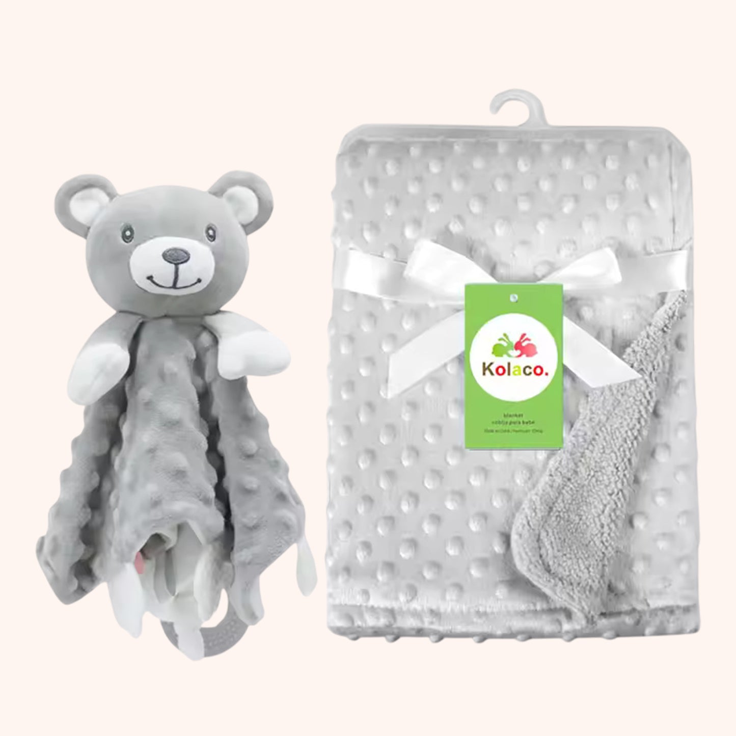 Personalized Baby Blanket & Animal Security Doll Set - Custom Name Stroller Cover - Soft Newborn Gift Set for Baby Showers