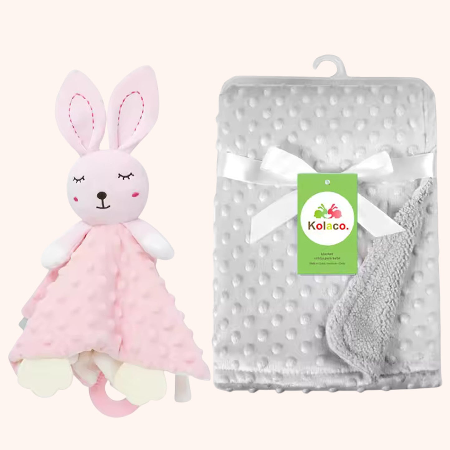 Personalized Baby Blanket & Animal Security Doll Set - Custom Name Stroller Cover - Soft Newborn Gift Set for Baby Showers