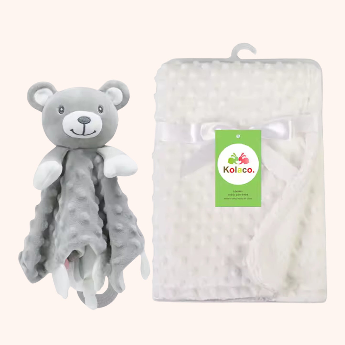 Personalized Baby Blanket & Animal Security Doll Set - Custom Name Stroller Cover - Soft Newborn Gift Set for Baby Showers