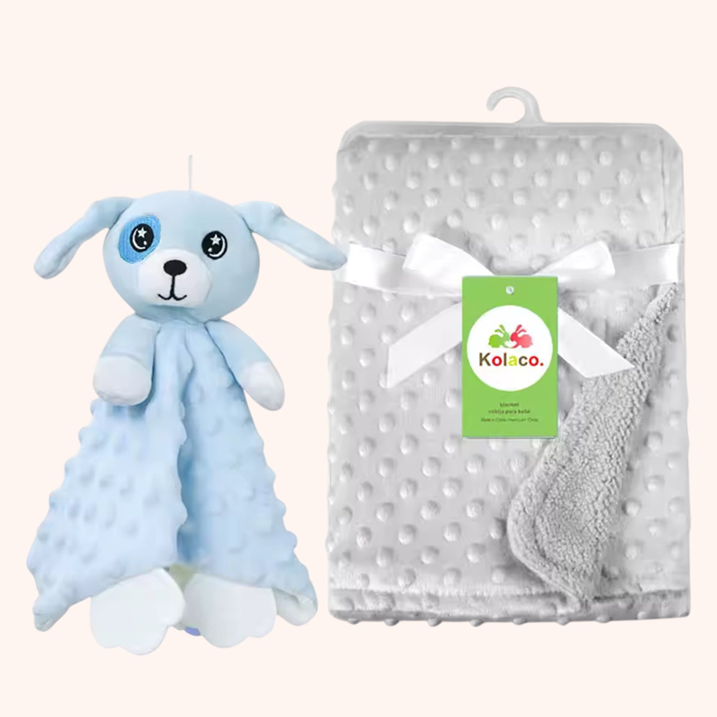 Personalized Baby Blanket & Animal Security Doll Set - Custom Name Stroller Cover - Soft Newborn Gift Set for Baby Showers