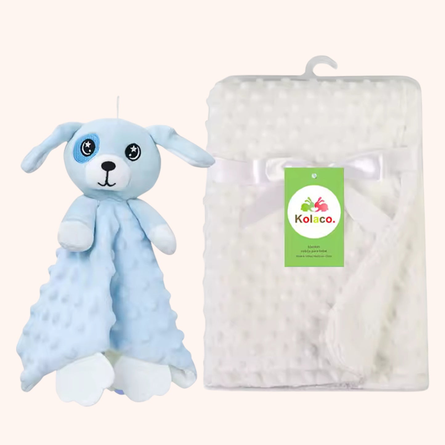 Personalized Baby Blanket & Animal Security Doll Set - Custom Name Stroller Cover - Soft Newborn Gift Set for Baby Showers