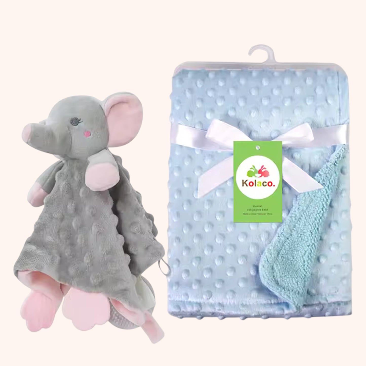 Personalized Baby Blanket & Animal Security Doll Set - Custom Name Stroller Cover - Soft Newborn Gift Set for Baby Showers