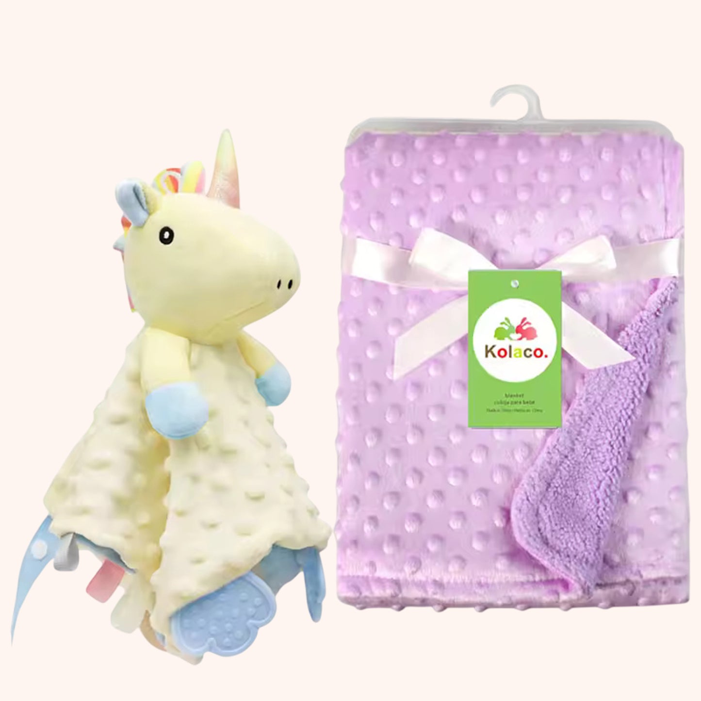 Personalized Baby Blanket & Animal Security Doll Set - Custom Name Stroller Cover - Soft Newborn Gift Set for Baby Showers