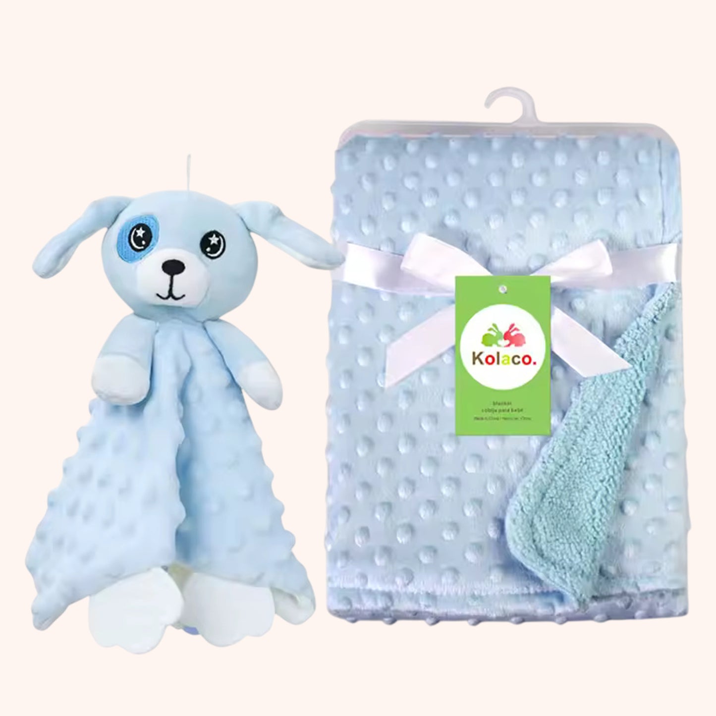 Personalized Baby Blanket & Animal Security Doll Set - Custom Name Stroller Cover - Soft Newborn Gift Set for Baby Showers