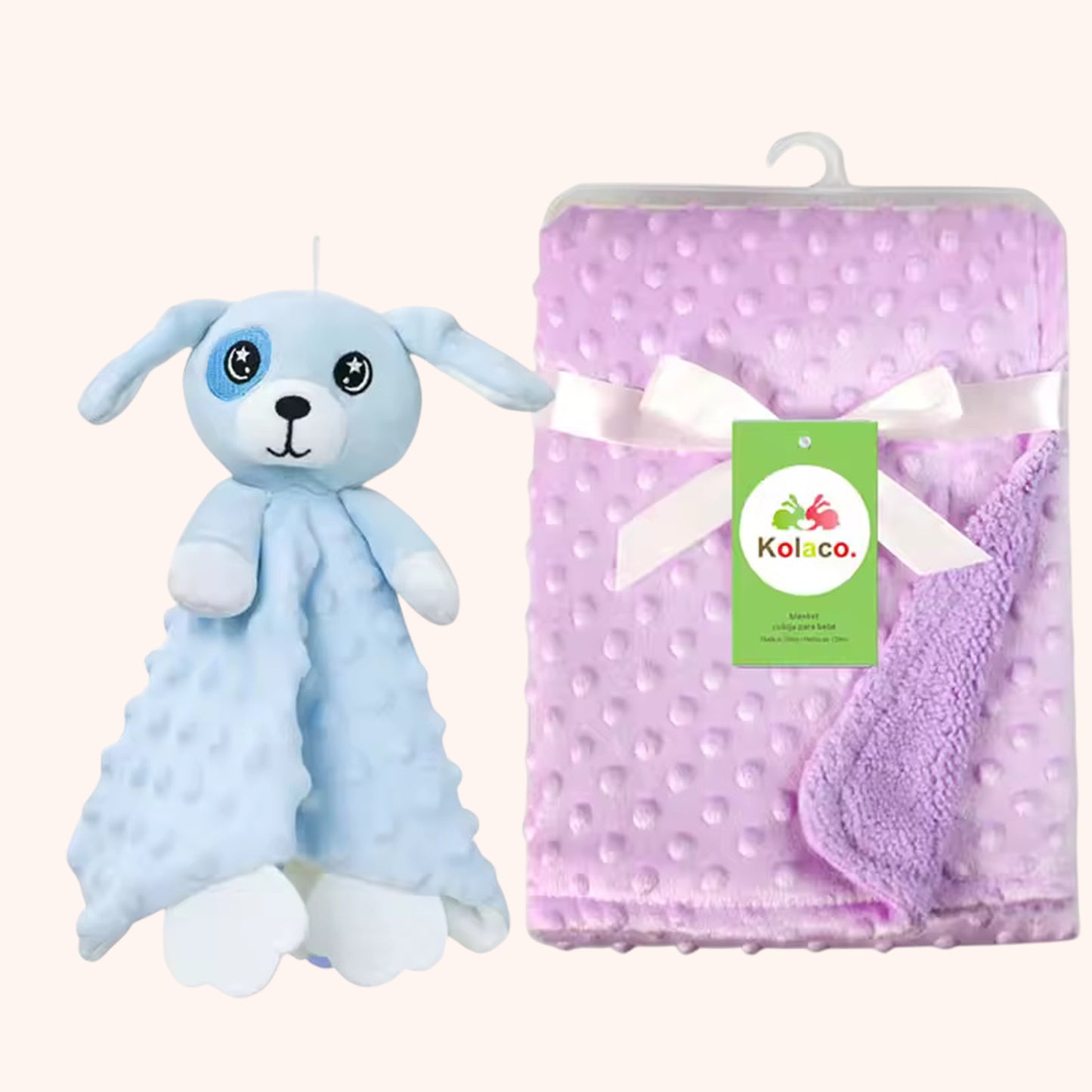Personalized Baby Blanket & Animal Security Doll Set - Custom Name Stroller Cover - Soft Newborn Gift Set for Baby Showers