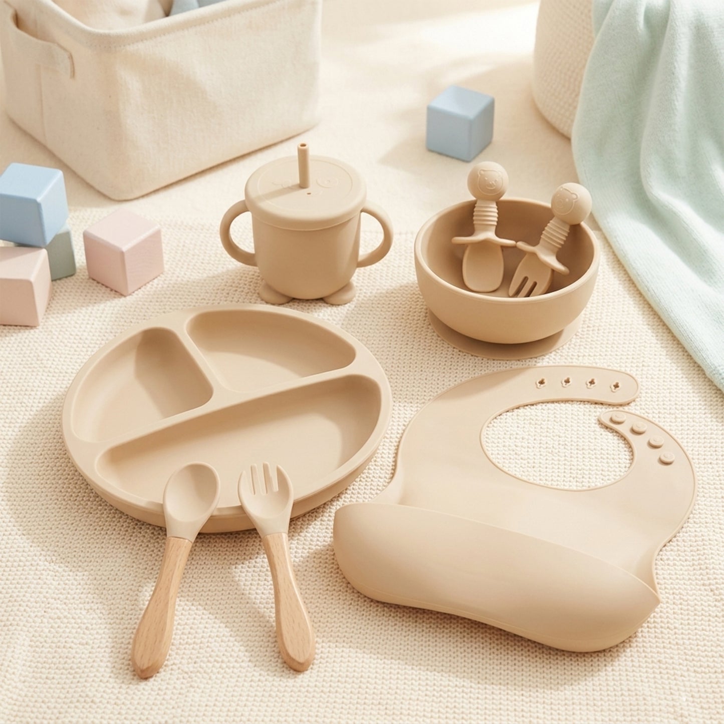 Silicone Baby Feeding Set with Custom Name - Personalized Plate, Bowl & Straw Cup - BPA-Free Feeding Supplies Gift
