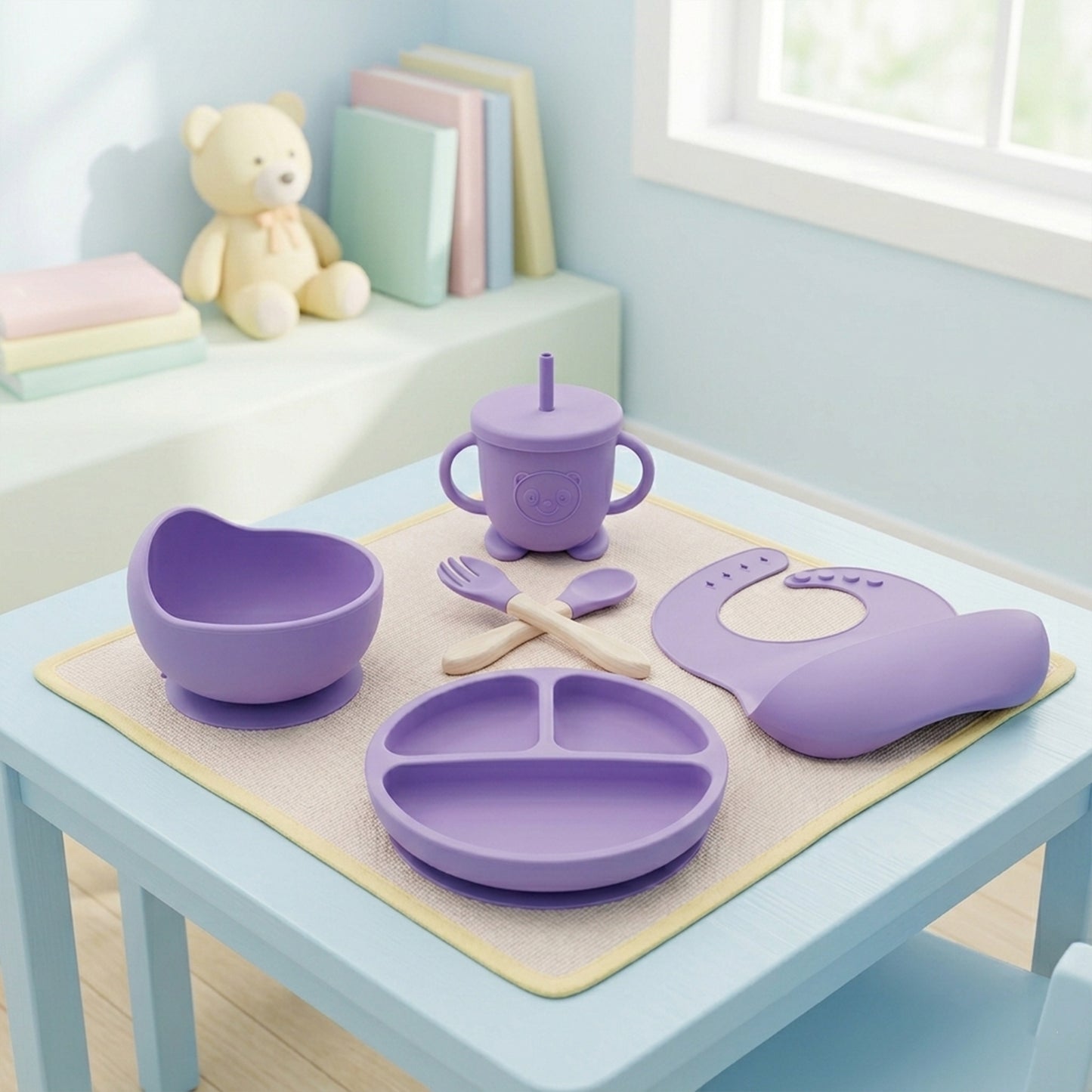 Silicone Baby Feeding Set with Custom Name - Personalized Plate, Bowl & Straw Cup - BPA-Free Feeding Supplies Gift