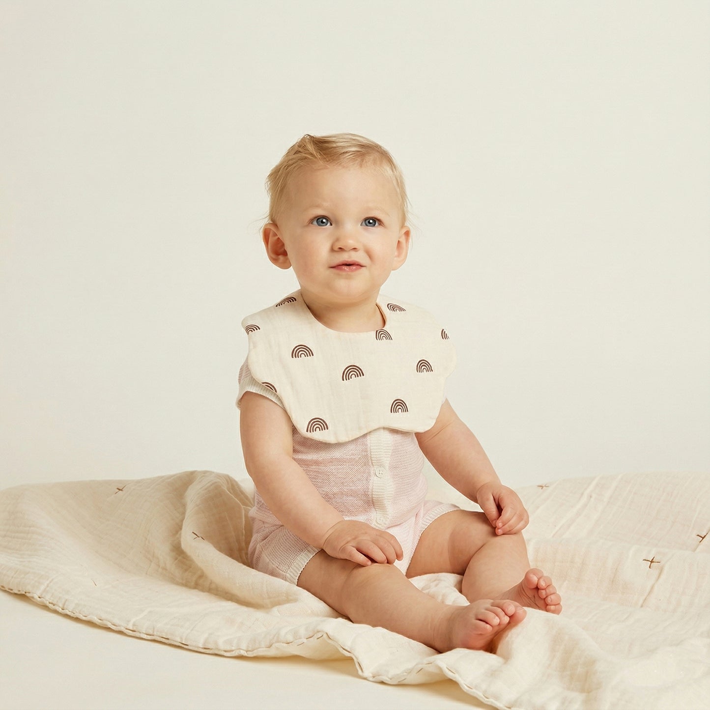 Petal-Shaped Baby Bib Set - Printed Cotton Gauze Feeding Scarf - Soft Absorbent Saliva Towel for Infants