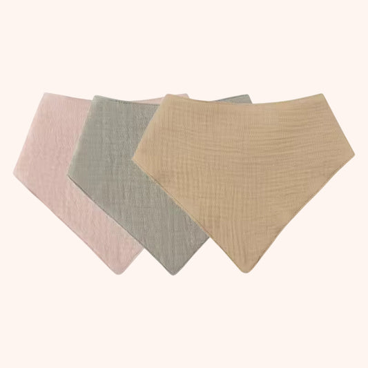 3/4/5-Piece Baby Cotton Bib Set - Solid Color Triangle Bandana - Soft Absorbent Saliva Towel & Burp Cloth Gift for Newborns