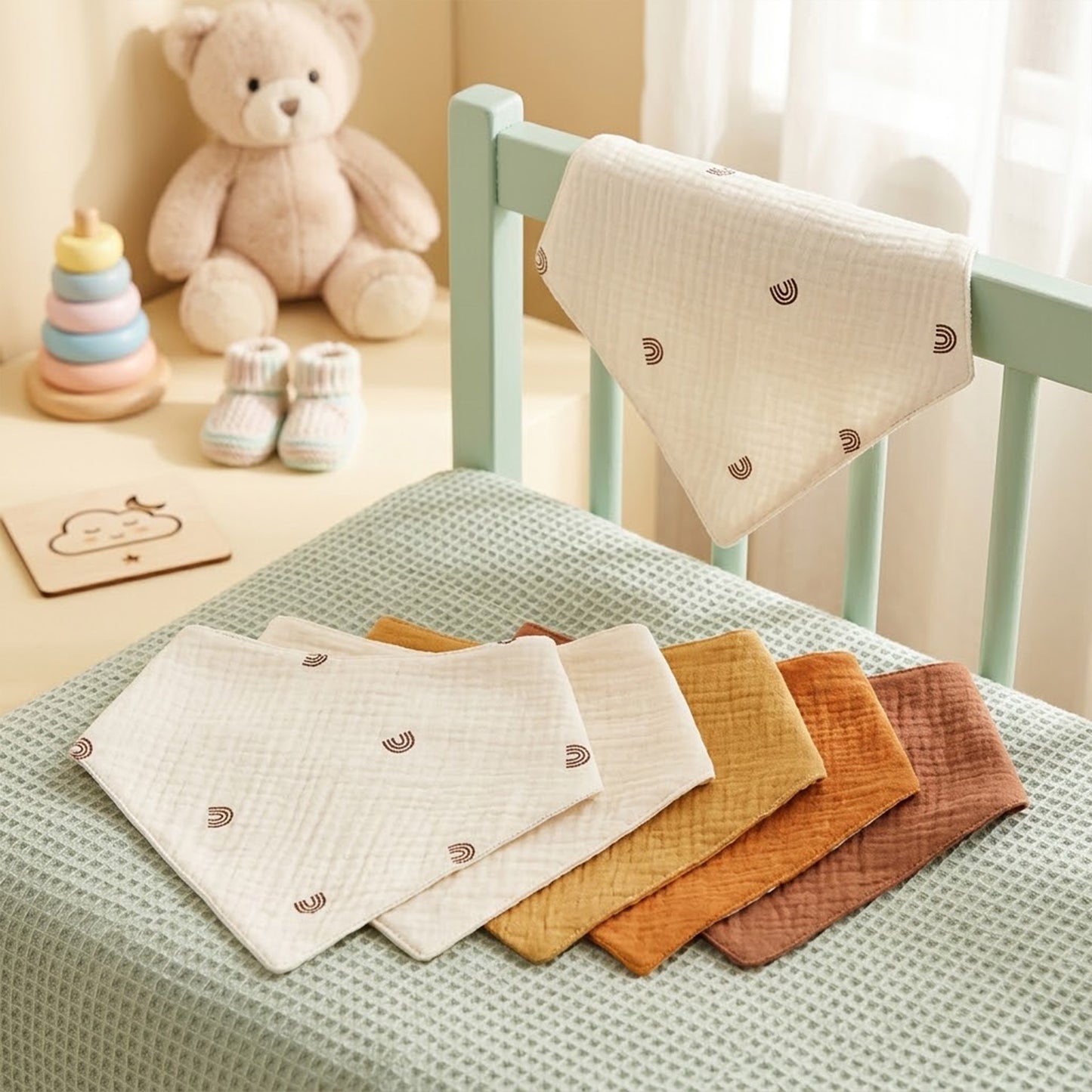3/4/5-Piece Baby Cotton Bib Set - Solid Color Triangle Bandana - Soft Absorbent Saliva Towel & Burp Cloth Gift for Newborns