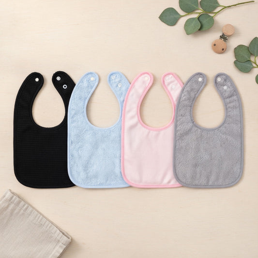 Solid Color Baby Bib Set - 4 Pieces Waterproof Feeding Bandanas - Versatile Burp Cloths & Saliva Towels