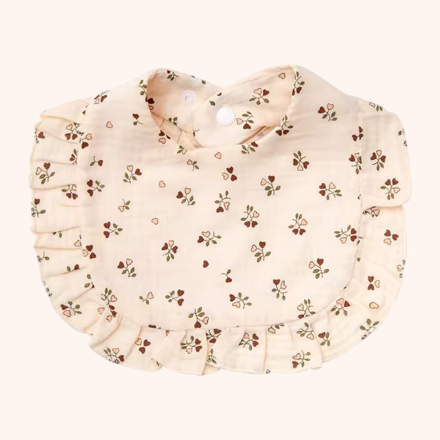 A-Grade Muslin Cotton Flower Bib - Soft Ruffled Burp Cloth - Adjustable Snap Rainbow Saliva Towel for Infants