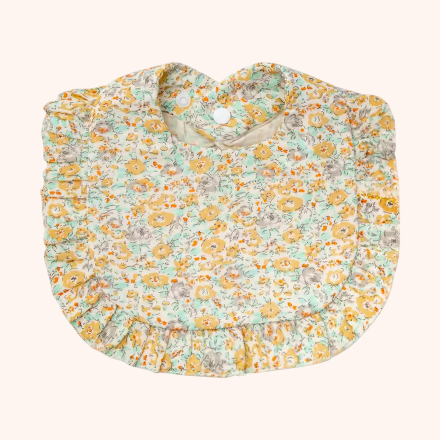 A-Grade Muslin Cotton Flower Bib - Soft Ruffled Burp Cloth - Adjustable Snap Rainbow Saliva Towel for Infants
